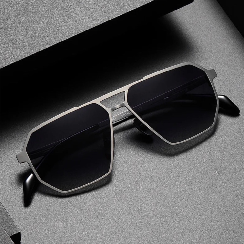 NWT! Titanium Sunglasses Silver Gray with Black Case - Picture 3 of 12